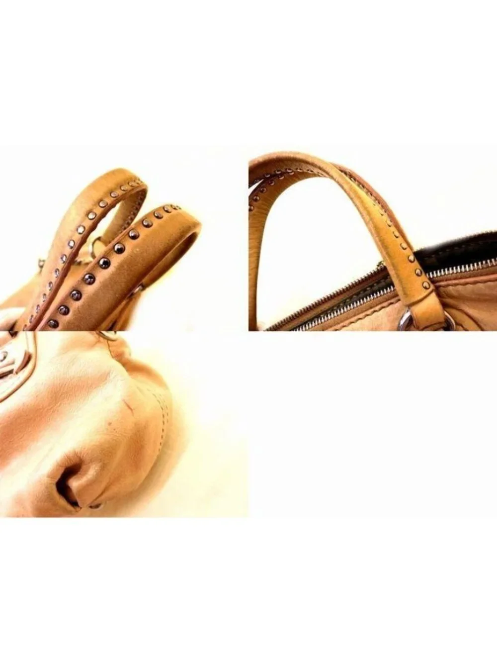 Miu Miu Bag Beige Leather Heart Charm Studs Handle